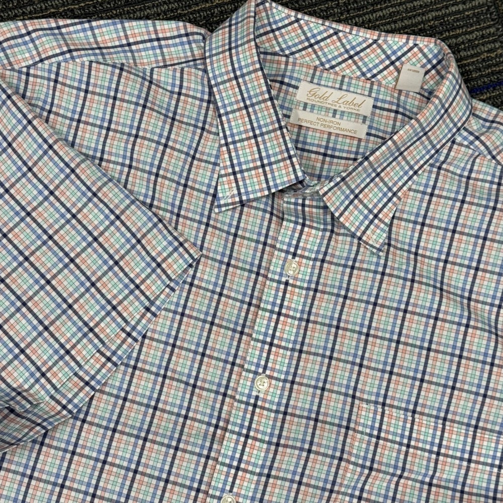 Roundtree & Yorke Gold Labelβ Plaid Short Sleeve Button Down Shirt 3XB